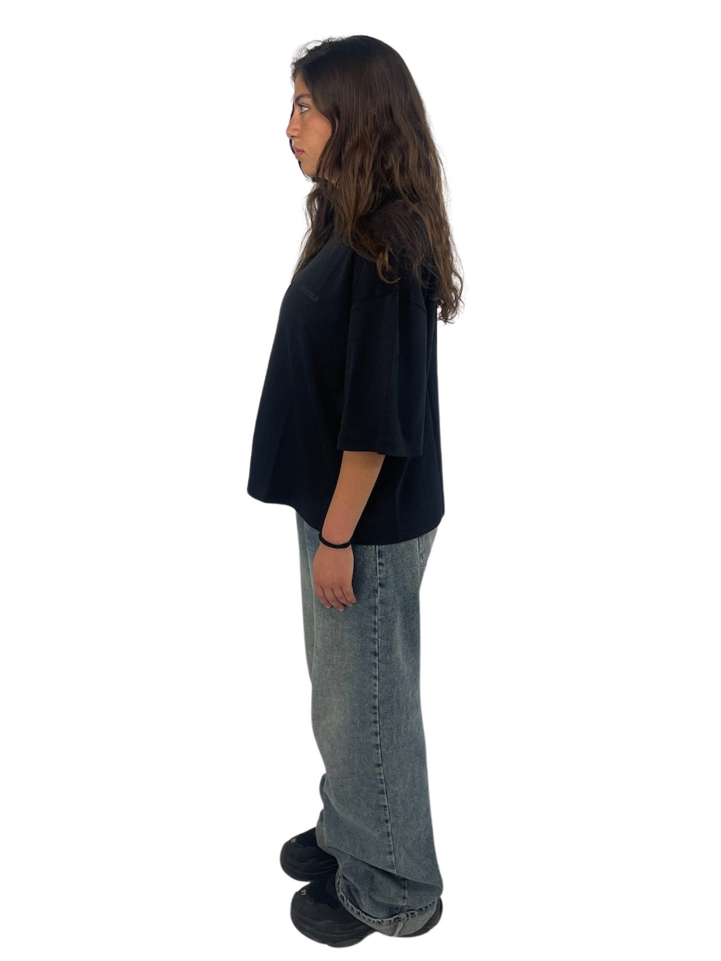 Black Oversized Cropped Tee