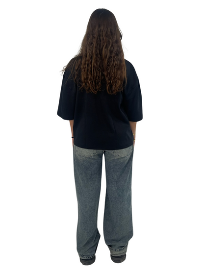 Black Oversized Cropped Tee
