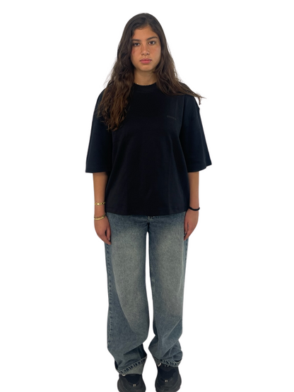 Black Oversized Cropped Tee