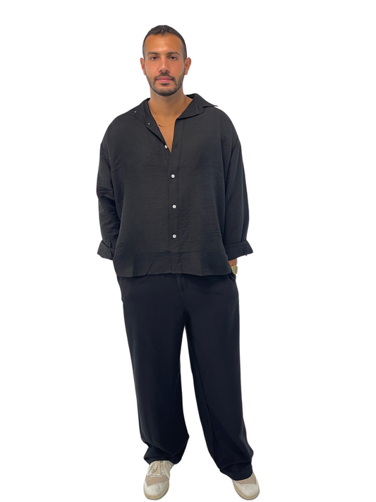 Black linen shirt